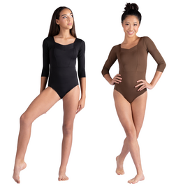 Danshuz 26128A-Simoine Leotard Plissé à Manches 3/4