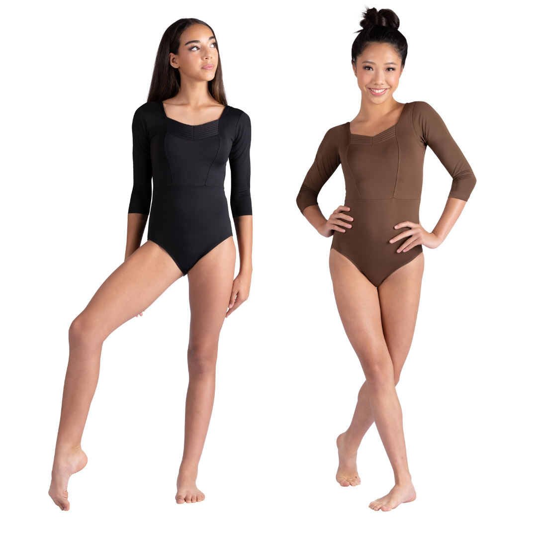 Danshuz 26128A-Simoine Leotard Plissé à Manches 3/4