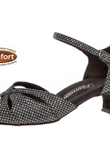Diamant 144-011-183-Ballroom Shoes 1.5" Suede Sole-BLACK/SILVER HOLOGRAM