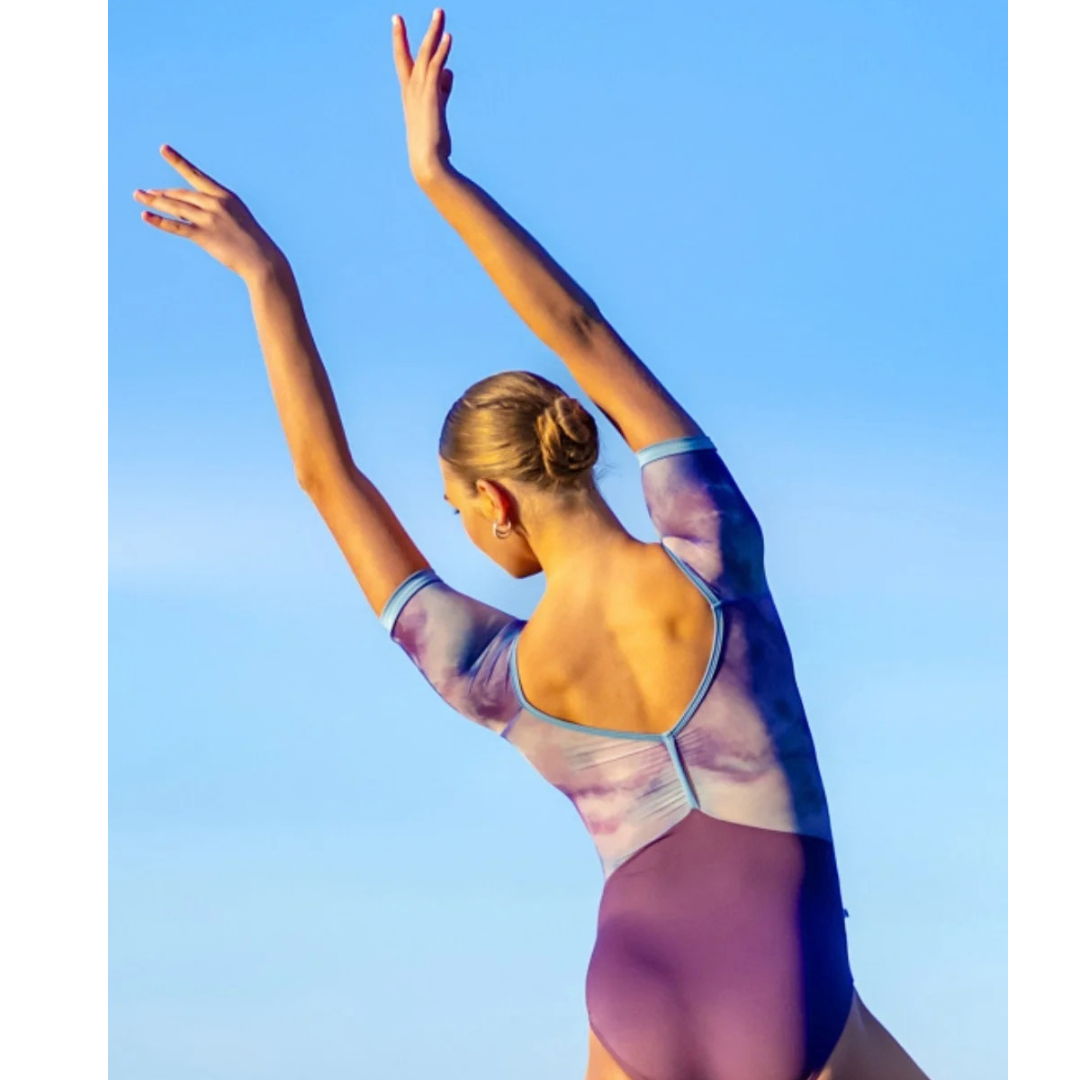 AK Dancewear CHLOE-Short Sleeve Leotard in Allure · Sunset