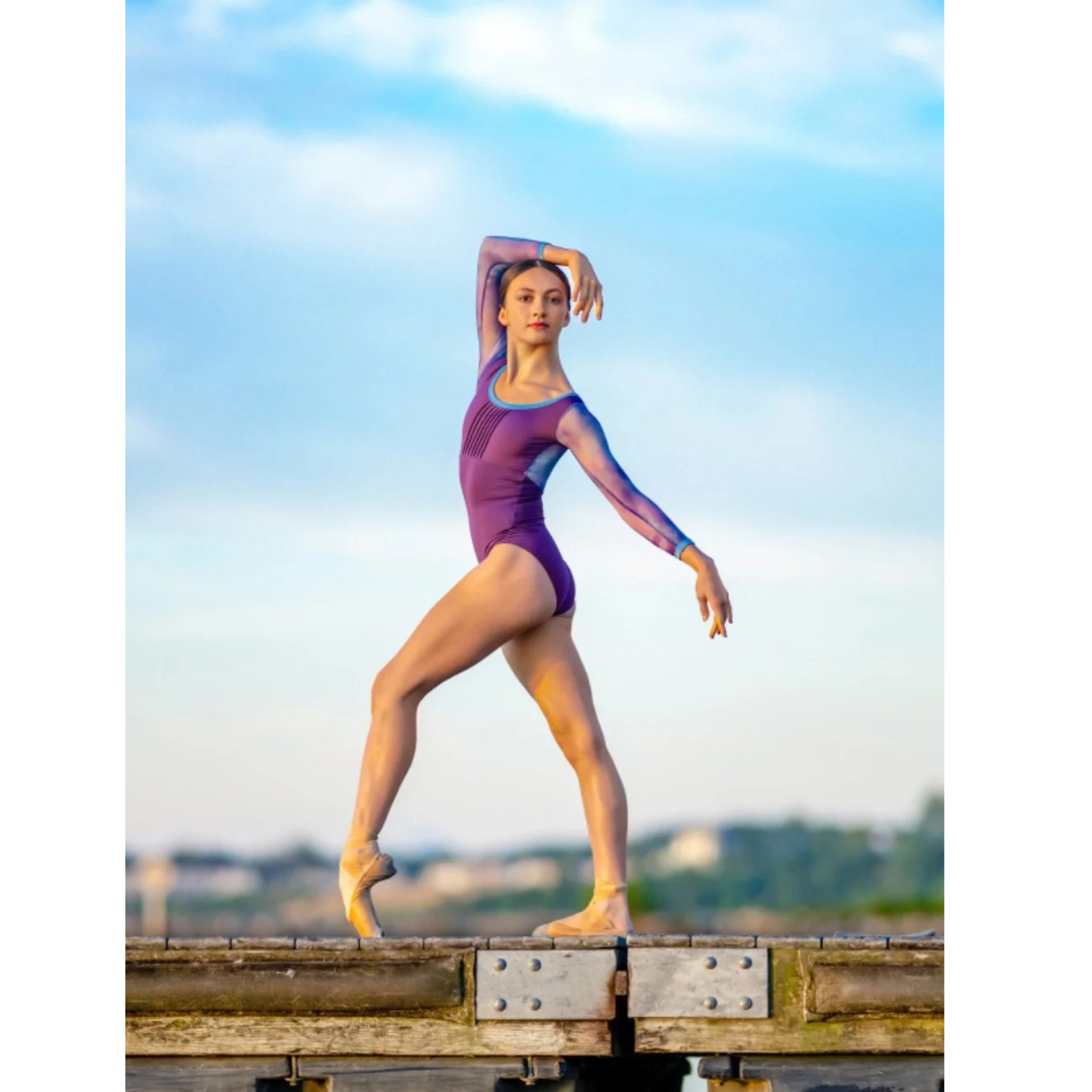 AK Dancewear CELIA-Sleeve Leotard in Allure · Sunset