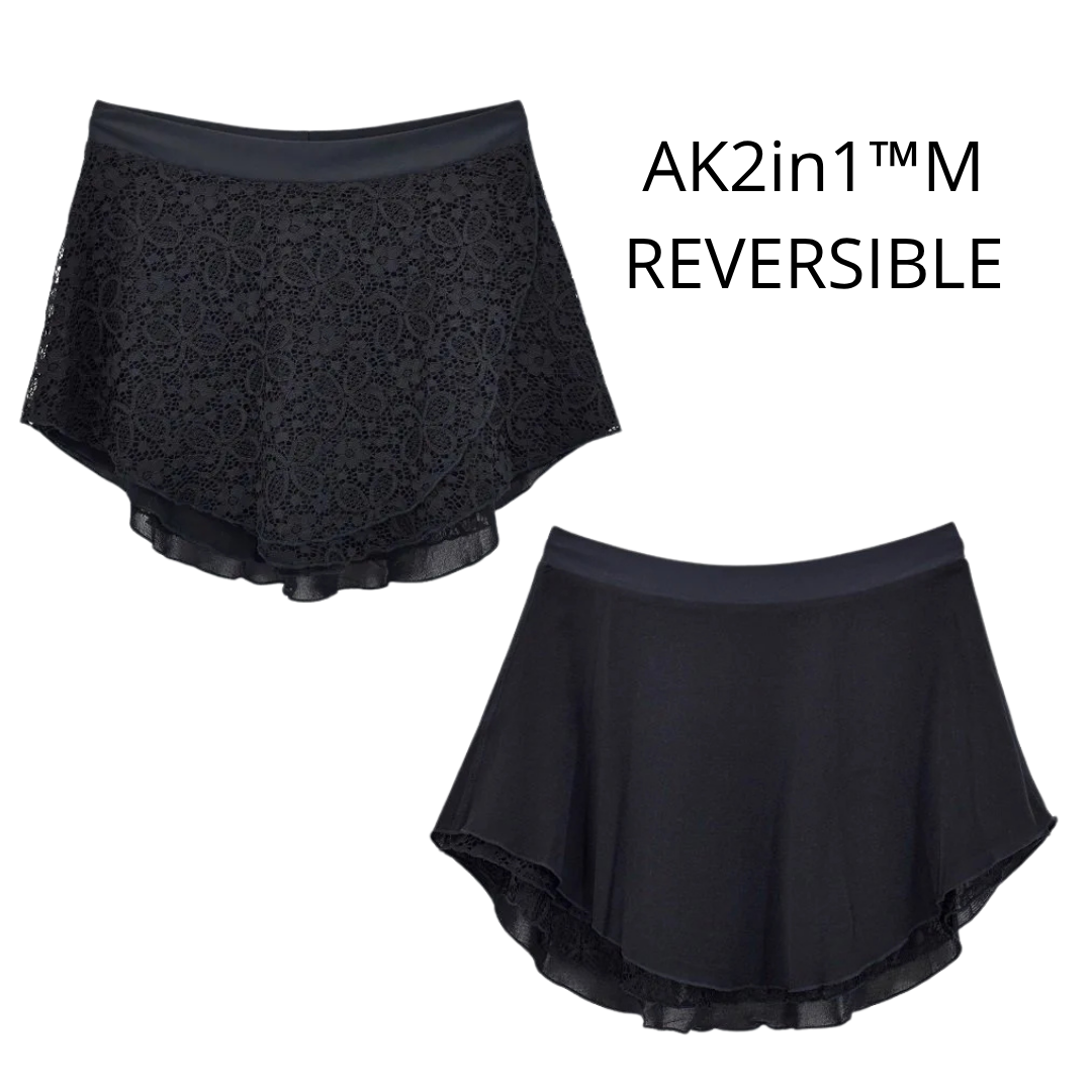 AK Dancewear AYLA-AK2in1 Reversible Skirt Pull-on in HANA Lace · Black