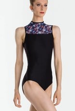 Wear Moi ARIANE-High-Neck Leotard With Floral Mesh-BLACK/MIDNIGHT-LARGE