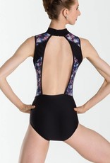 Wear Moi ARIANE-High-Neck Leotard With Floral Mesh-BLACK/MIDNIGHT-LARGE