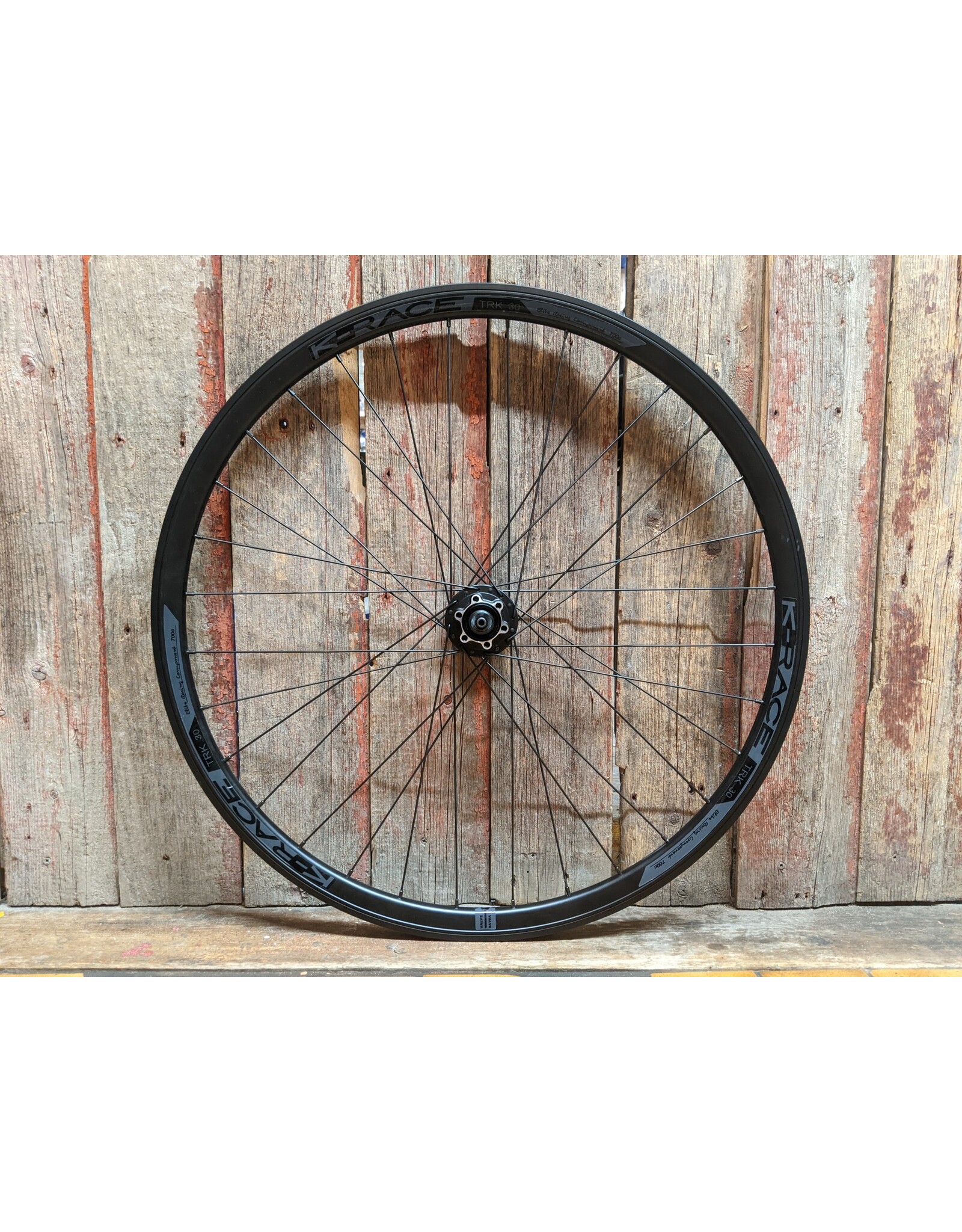 Natural Cycleworks Handbuilt Wheel 700c - K-Race TRK 30 Disc - Shimano Deore M525 Black Front - Straight Gauge Black Spokes