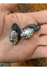 Silver Grenade Schrader Valve Caps Pair