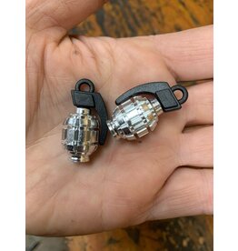 Silver Grenade Schrader Valve Caps Pair