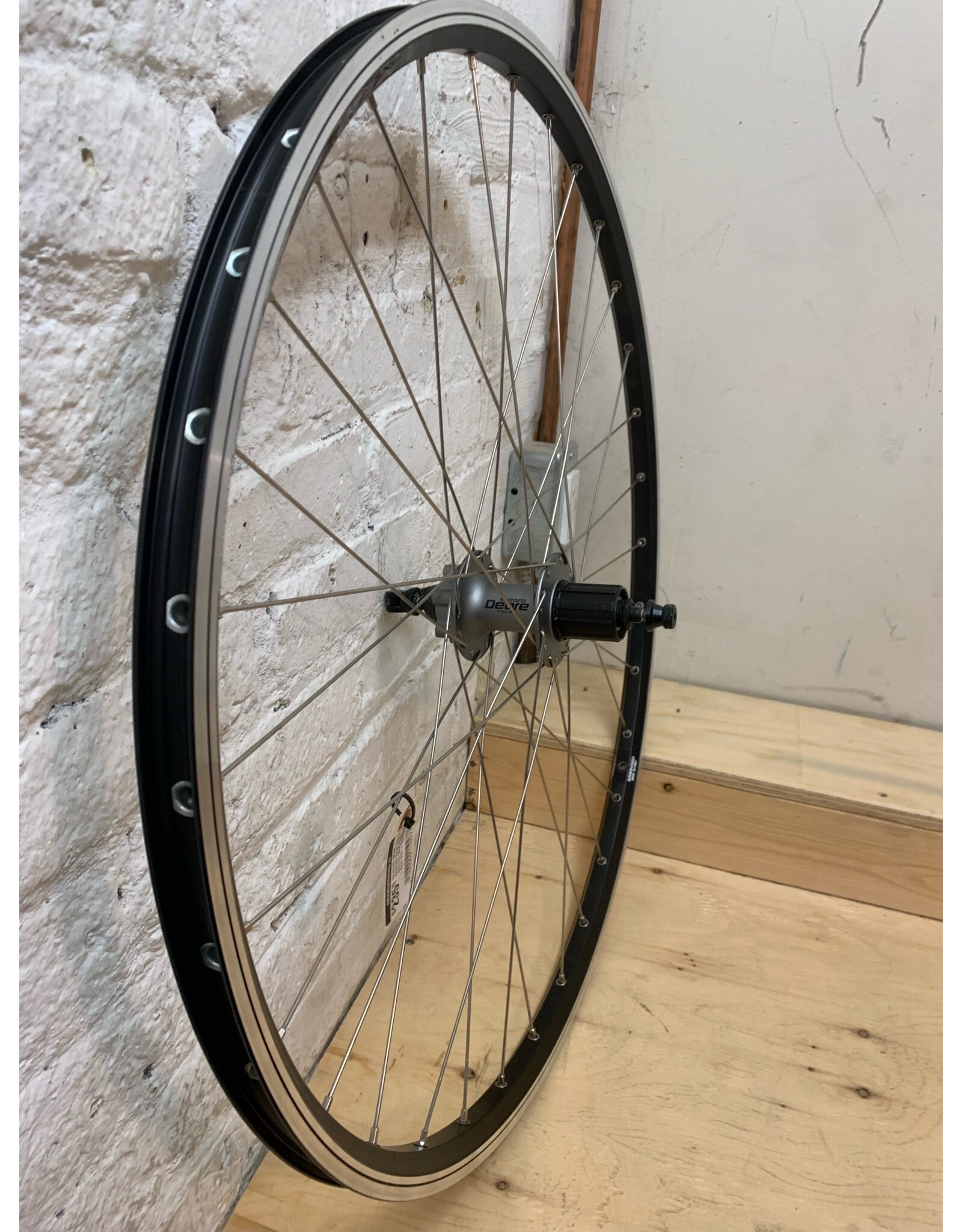 Natural Cycleworks Handbuilt Wheel 700c - Ambrosio Keba - Shimano M525 Gray Rear Disc - Double Butted Silver Spokes