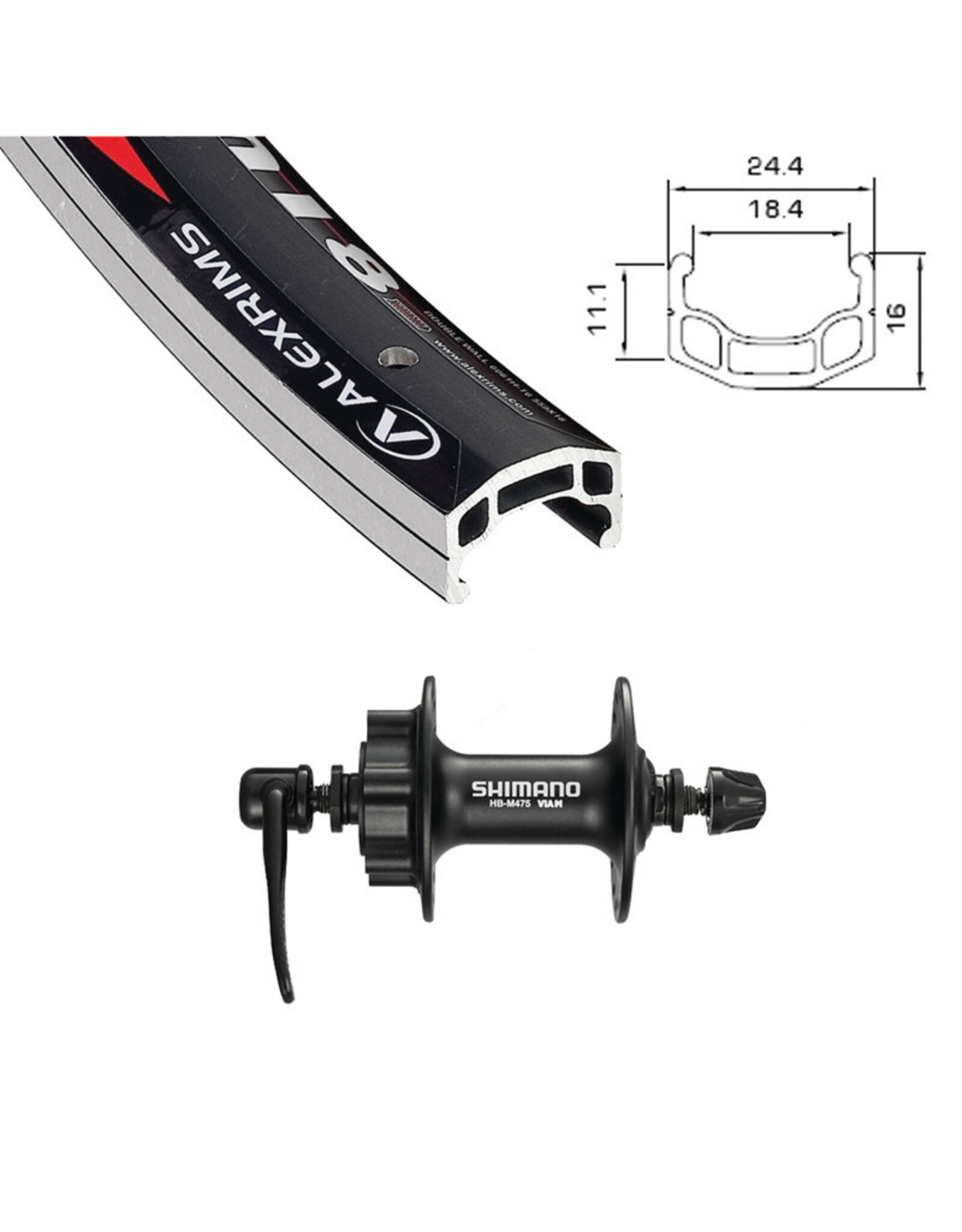 Alex Rims Damco 700c Front Wheel Alex DM-18 Shimano Deore 475 Disc QR Front
