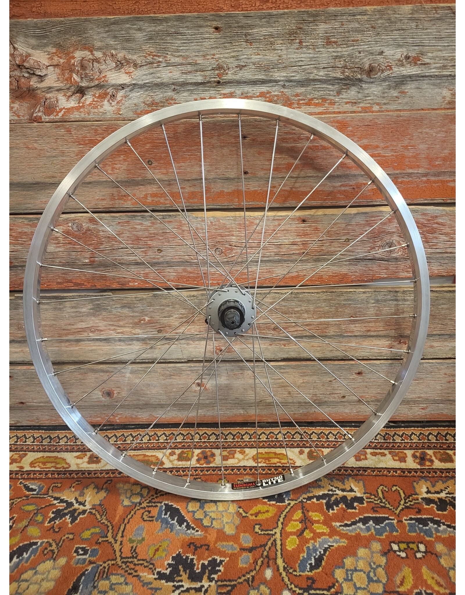 Natural Cycleworks Handbuilt Wheel 26" - Rhyno Lite Polished - Shimano Deore Rear - Silver Straight Gauge Spokes