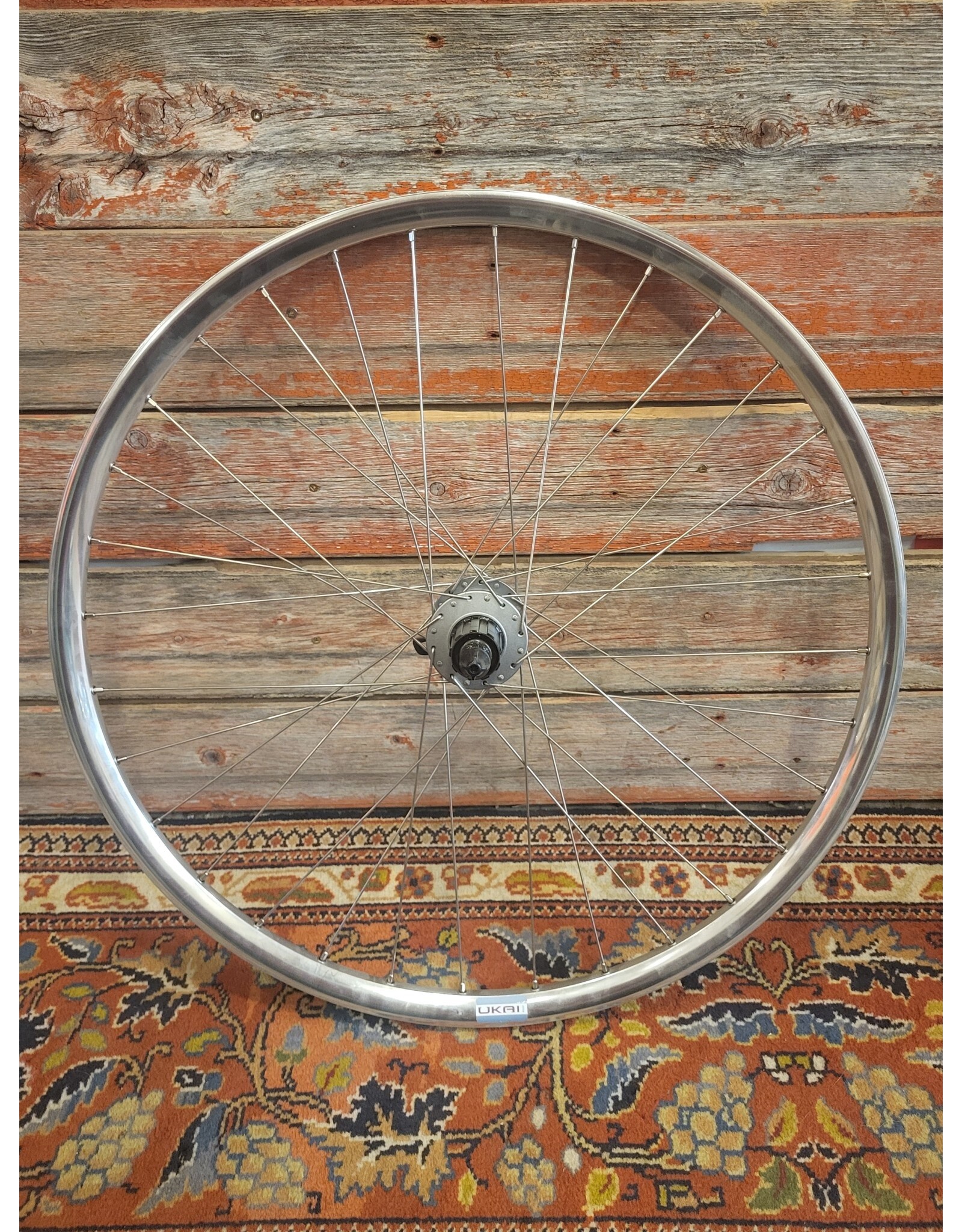 Natural Cycleworks Handbuilt Wheel 650B - Ukai Polished Rim - Shimano Deore M525 Rear Hub - Double Butted Silver Spokes