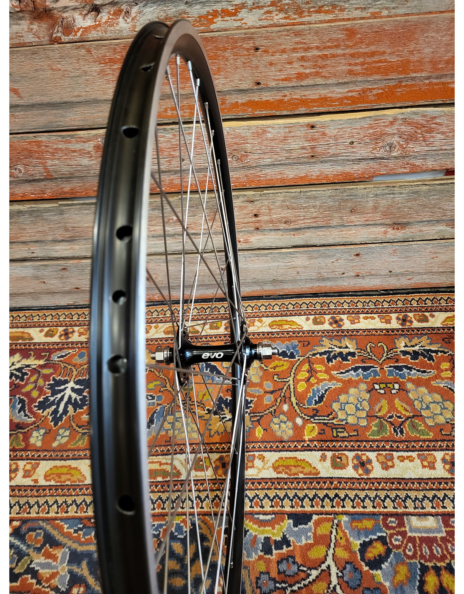 Natural Cycleworks Handbuilt Wheel 700c - Alex AT490 Black - Evo Track Front - Silver Double Butted Spokes