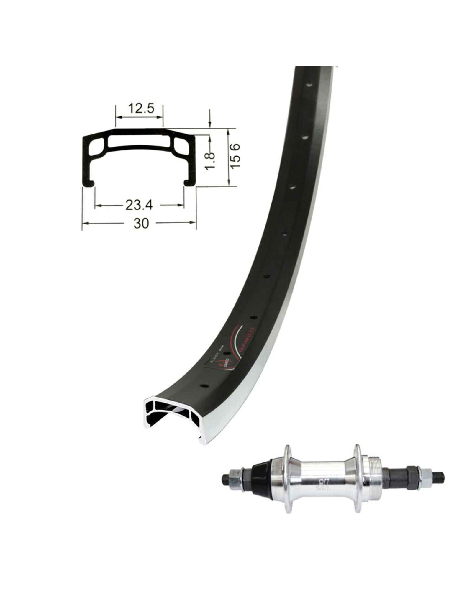 Damco Damco 650b / 27.5'' Rim Brake Rear Wheel - Thread on Freewheel - Nutted Axle