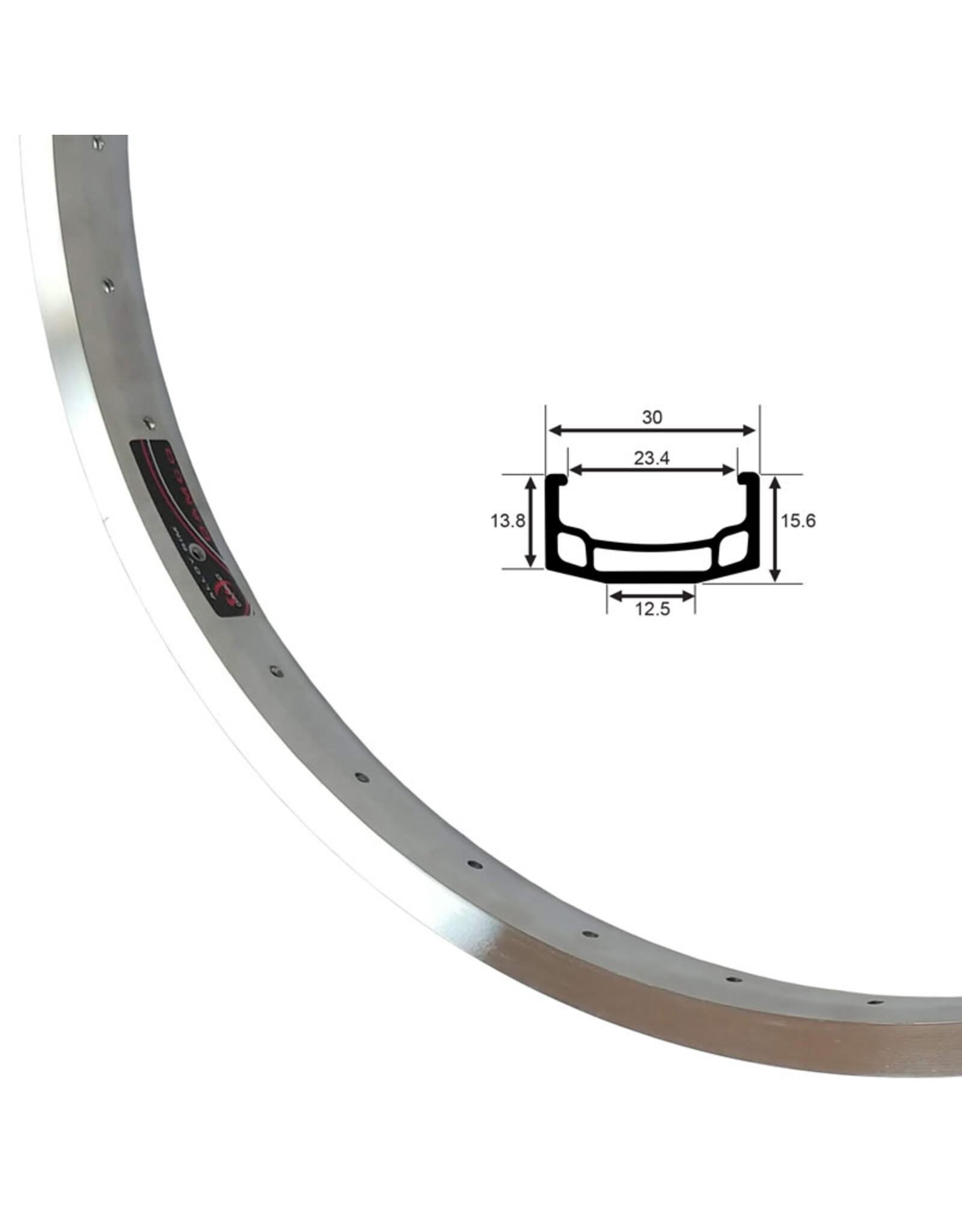 DAMCO - DOUBLE WALL rim, 24'', 30mm wide, 15.6 tall, cnc sidewall - silver