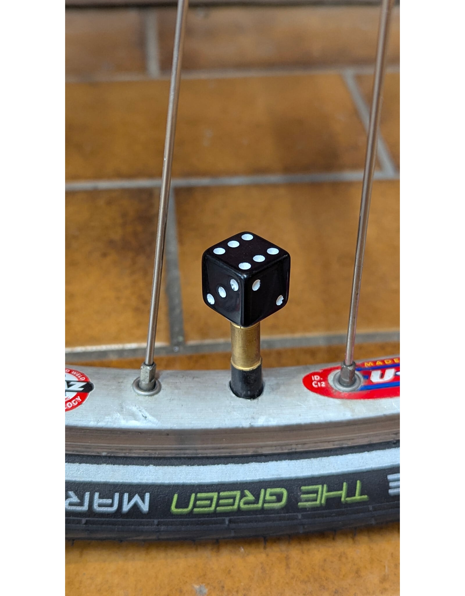 Black Dice Schrader Valve Caps Pair