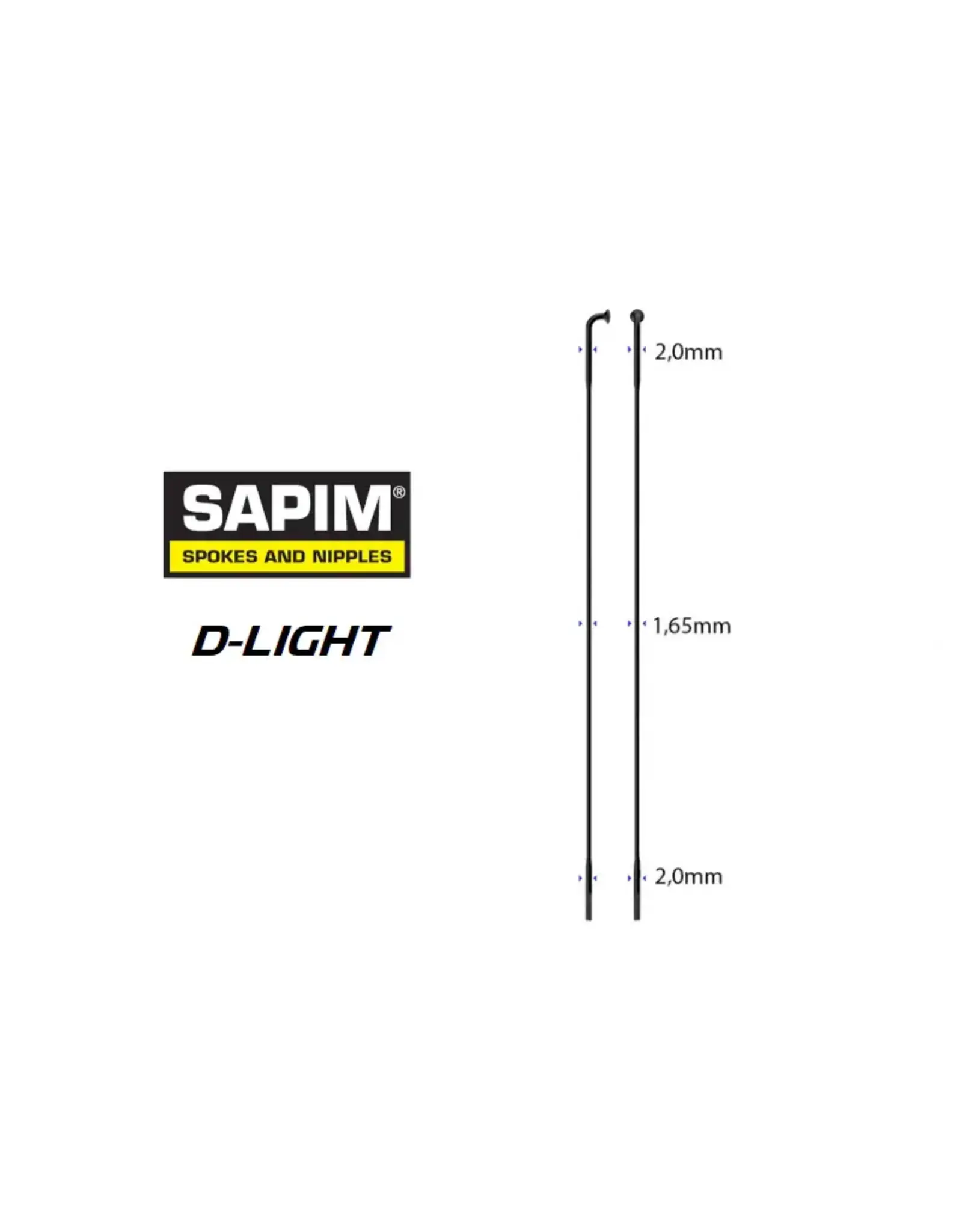 Sapim Sapim D-Light Spoke 274mm Double Butted 2.0 / 1.65 / 2.0 J-Bend Black Single