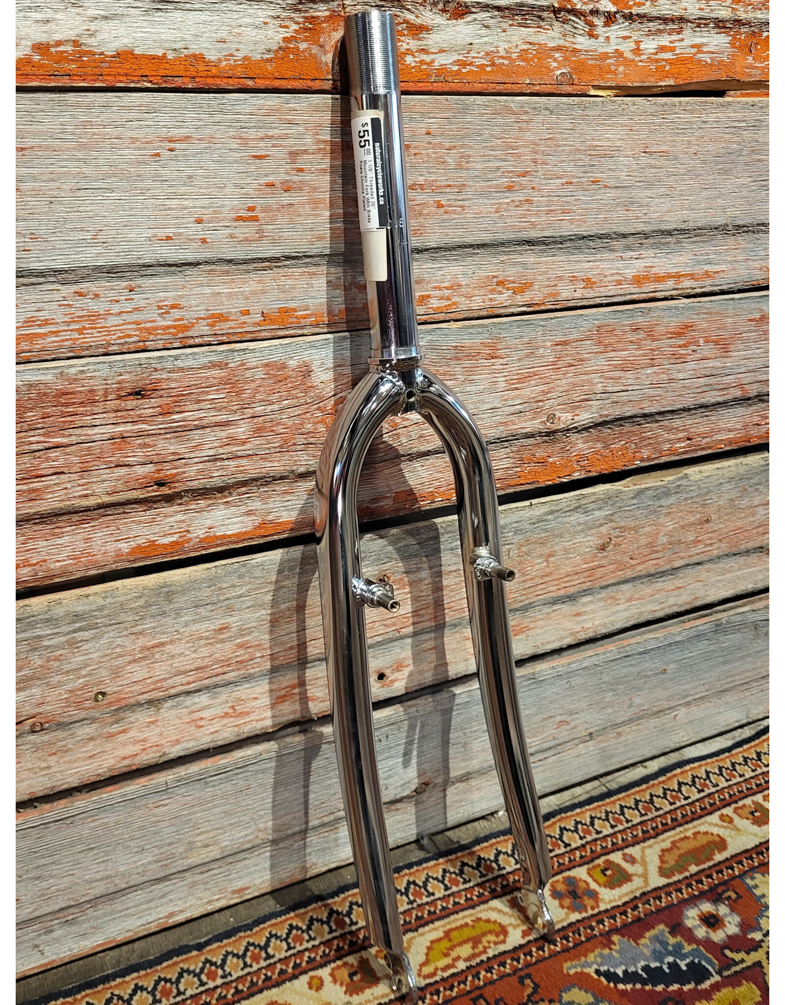 1 1/8" Threaded 26" Mountain Fork With Brake Posts Chrome Plated