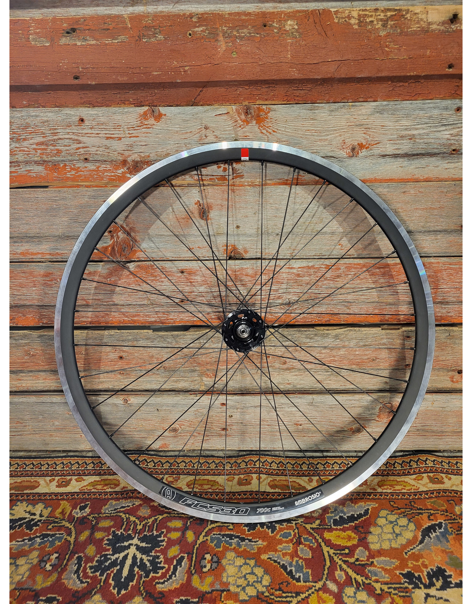 Natural Cycleworks Handbuilt Wheel 700c - Ambrosio FCS30 - Evo Track Hub Front - Black Double Butted Spokes