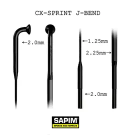 Sapim Sapim CX-Sprint Bladed Spoke Individual Black 310mm Blank (265mm-310mm)