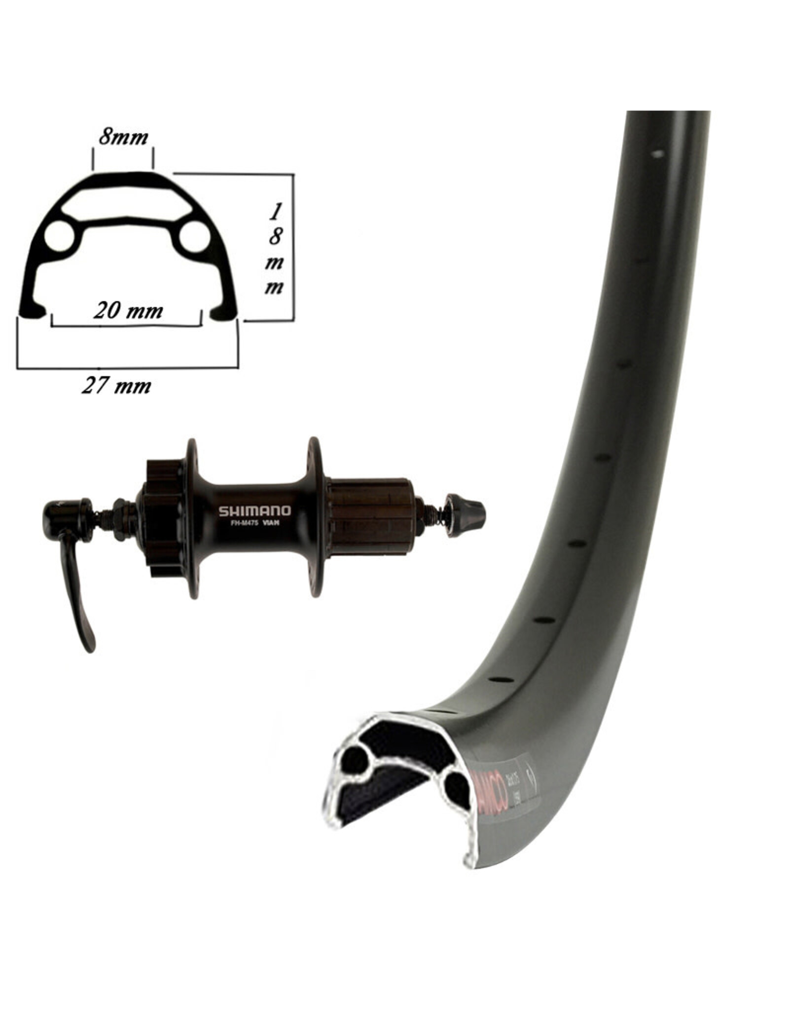 Damco Damco 26" Disc Brake Rear Wheel Shimano Deore Cassette Hub - Quick Release