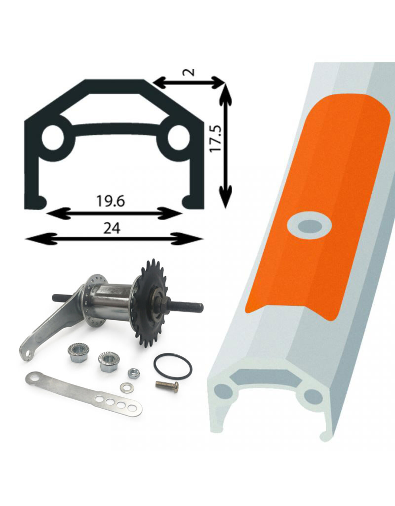 Damco Damco 26" x 1 3/8" Rear Wheel Coaster Brake Nutted Axle