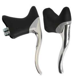 Shimano Shimano Sora BL-R400K Drop Bar Brake Levers, Silver w/ Black Hoods, includes cables and housing