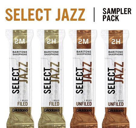D'Addario Select Jazz Baritone Saxophone Reed Sampler Pack 3