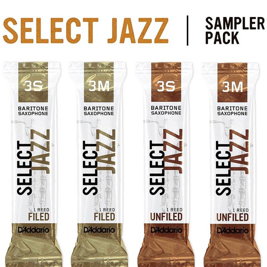 D'Addario Select Jazz Baritone Saxophone Reed Sampler Pack 3