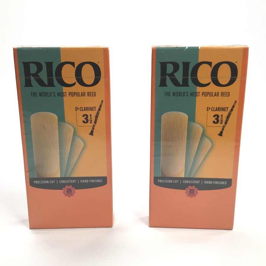 Reed Lot 13. Rico Eb Clarinet Reeds, Strength 3 1/2, Two Boxes of 25 Reeds [795]