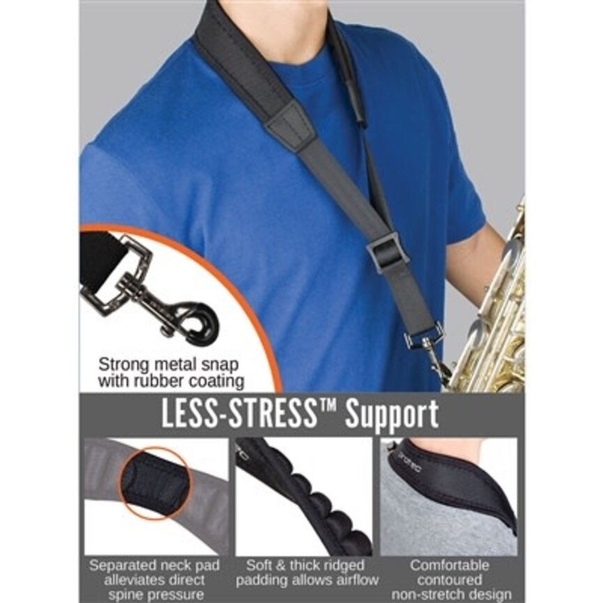 Protec Saxophone Less Stress Neck Strap 24" Tall with Metal Snap Black