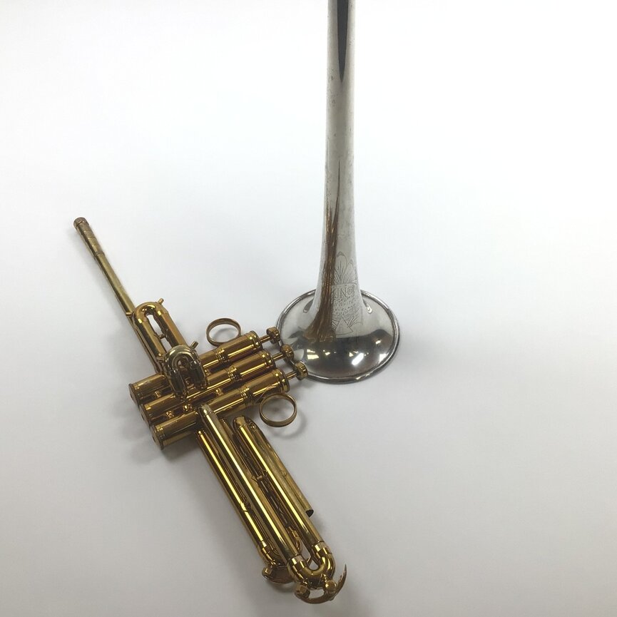 Used King Bb Herald Trumpet, Sterling Silver Bell (SN: 314160)