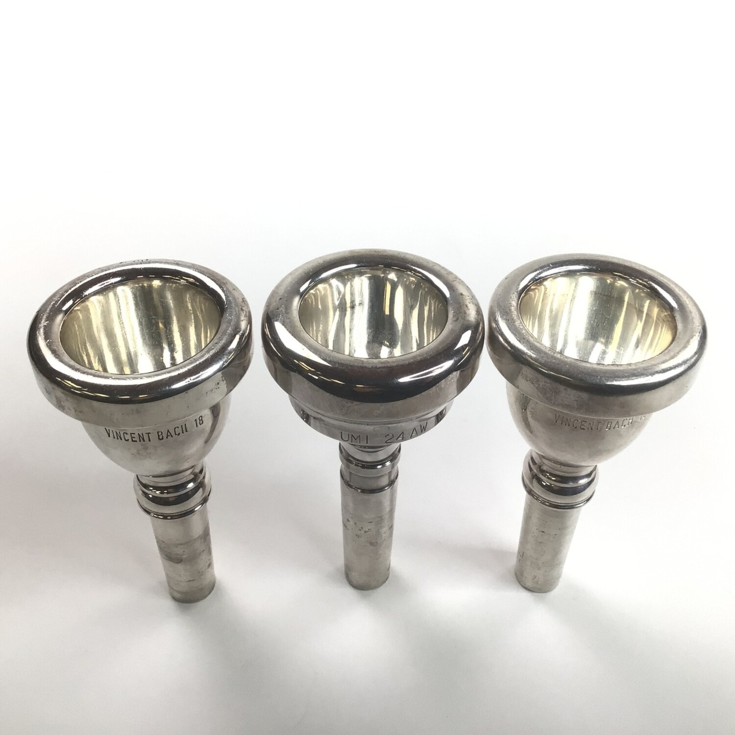 Used Tuba Mouthpiece Lot 1 Two Bach 18, One UMI 24AW [30501] Dillon