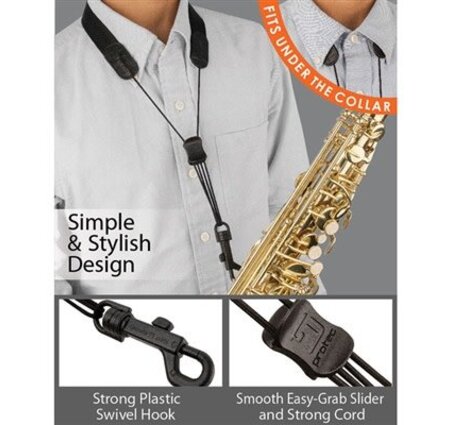 Protec NA310P Saxophone Standard Neck Strap 22" Tall with Plastic Snap Black