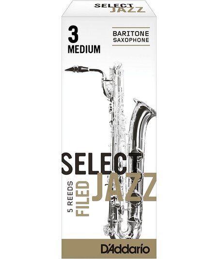 D'Addario Select Jazz Filed Baritone Sax Reeds, Box of 5 3 Soft