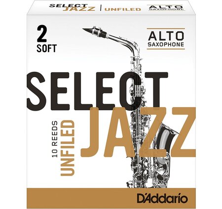 D'Addario Select Jazz Unfiled Alto Sax Reeds, Box of 10 3 Hard