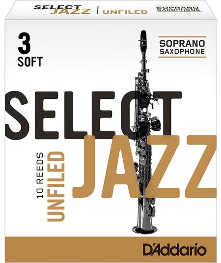 D'Addario Select Jazz Unfiled Soprano Sax Reeds, Box of 10 2 Soft