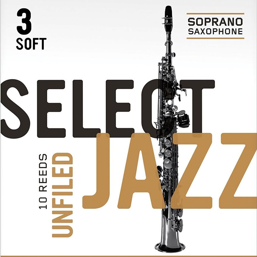 D'Addario Select Jazz Unfiled Soprano Sax Reeds, Box of 10 2 Soft