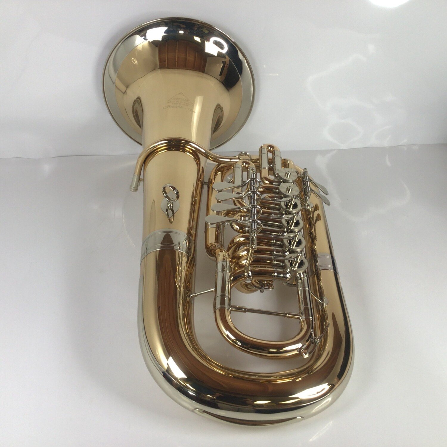 Used Miraphone 381 Belcanto 6 Valve (4R/2L) F Tuba in Gold Used Miraphone 381 Belcanto 6 Valve (4R/2L) F Tuba in Gold
