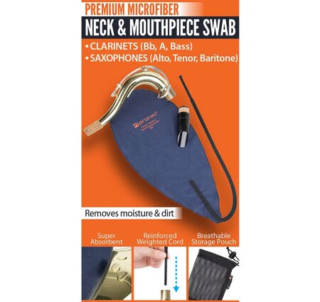 ProTec A119 Neck & Mouthpiece Swab: Clarinets (Bb, A, Bass), Saxophones (Alto, Tenor, Baritone)