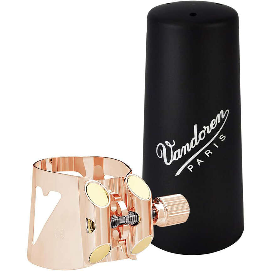Vandoren Optimum Ligature and Plastic Cap for Bb Clarinet; Gold-Plated; Includes 3 Interchangeable Pressure Plates