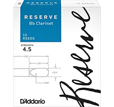 D'addario Reserve Bb Clarinet Reeds, Box of 10 4.5