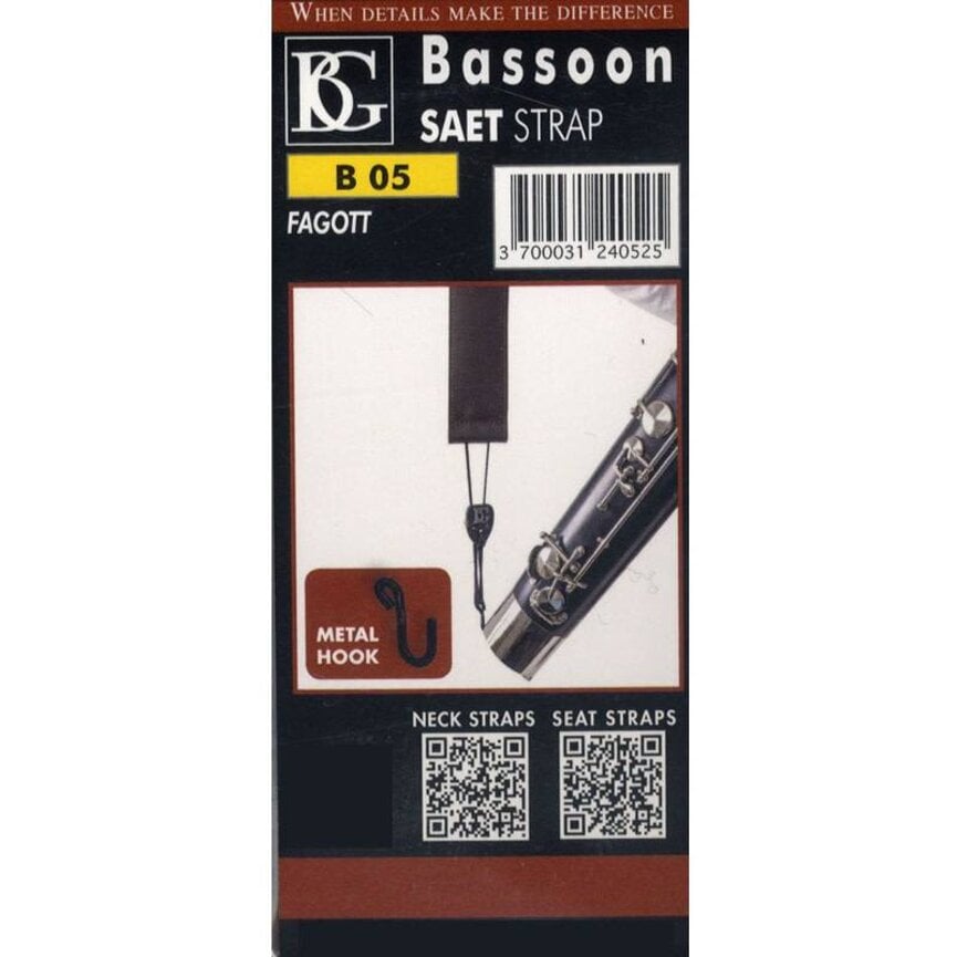 BG B05 Bassoon Leather Seat Strap with Metal Hook