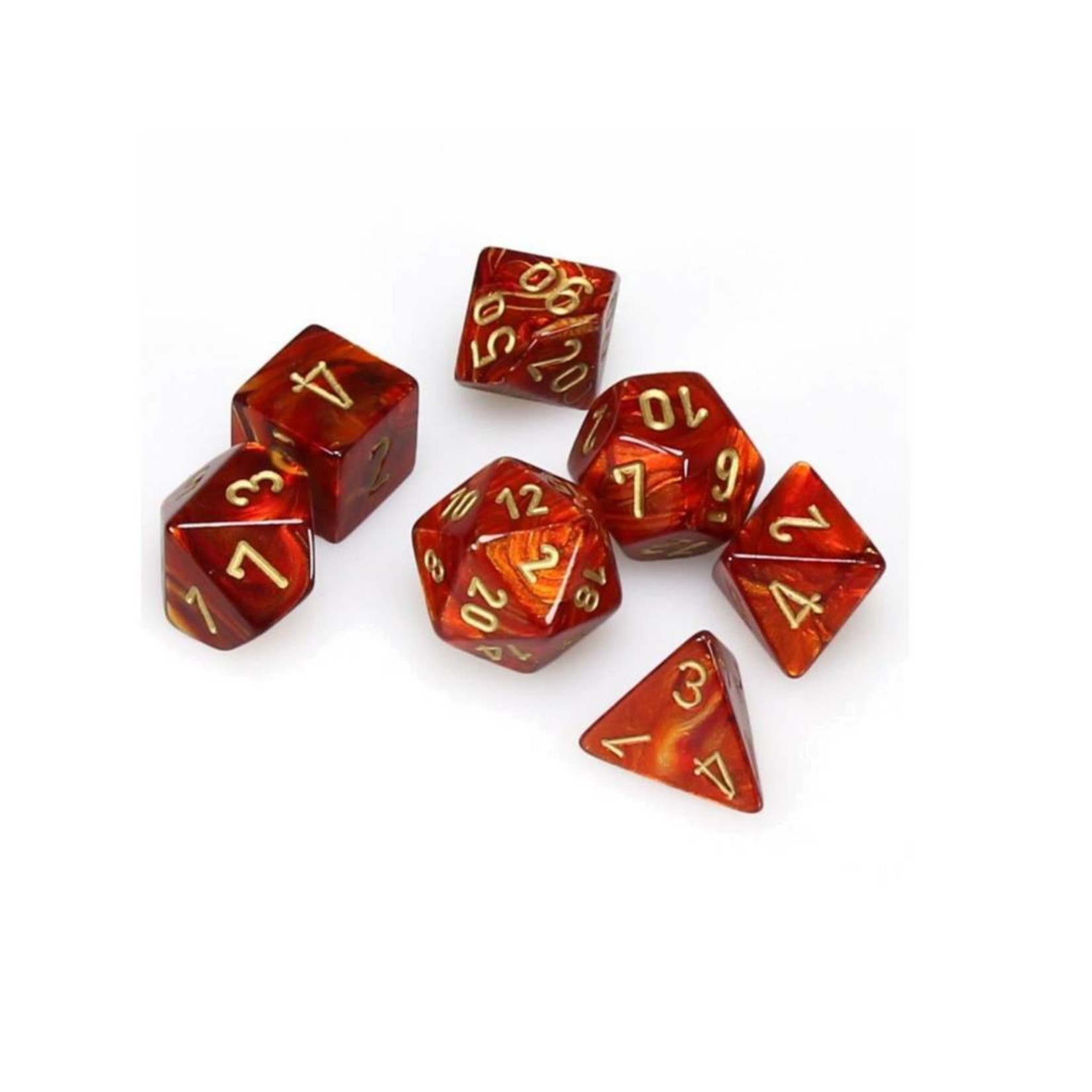 Chessex Chessex 7D Scarab: Scarlet/Gold Dice - Dés