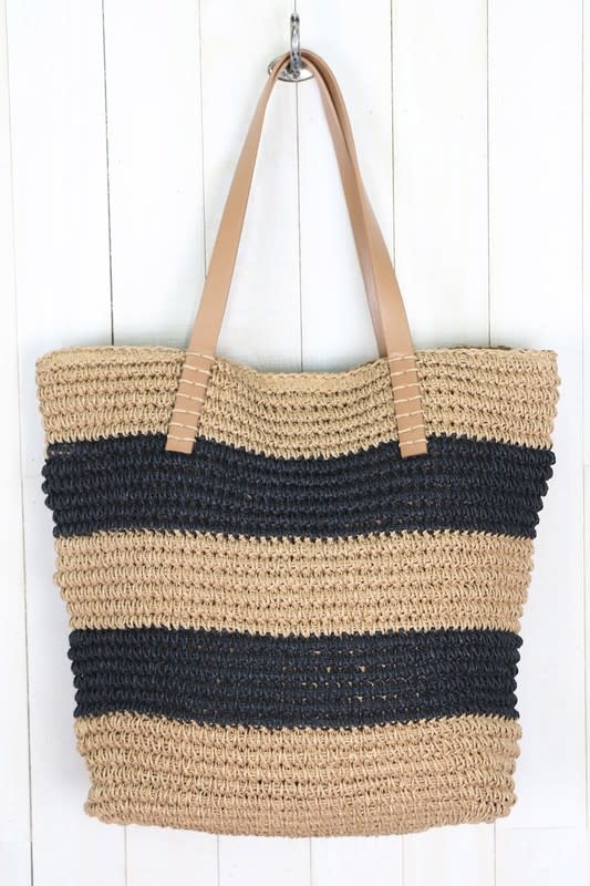 Stripe Handwoven Straw Shoulder Bag Little Gypsie Boutique