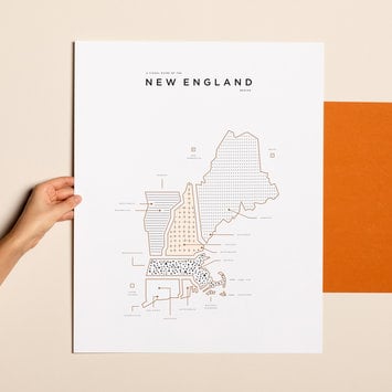 42 Pressed - 42P 42 Pressed New England Map Print