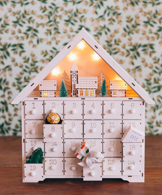 One Hundred 80 Degrees - 180 Light Up White Advent Calendar House