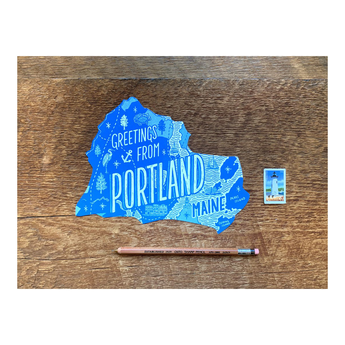 Noteworthy Paper and Press - NPP Greetings From Portland, Maine Postcard