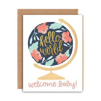 One Canoe Two Letterpress - OC Welcome Baby Globe Card