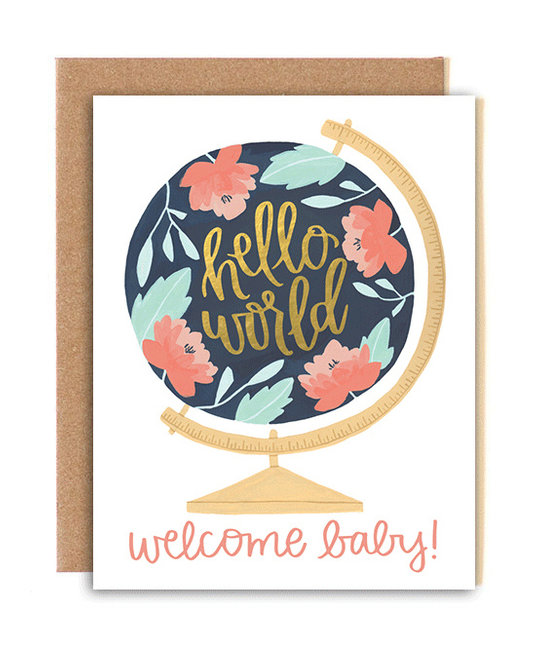 One Canoe Two Letterpress - OC Welcome Baby Globe Card