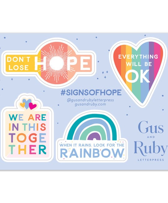 Gus and Ruby Letterpress - GR Gus & Ruby Sticker Sheet - Signs of Hope